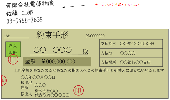 約束手形のFAX見本